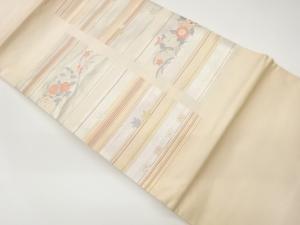 色紙に花々模様織出し名古屋帯